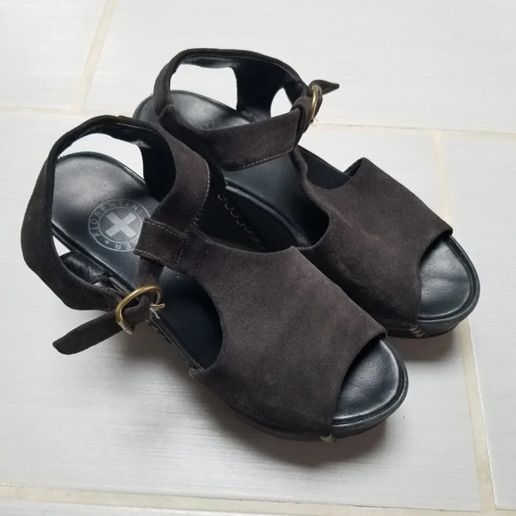 FIORENTINI & Baker Platform Wedge Dany Sandals Brown Black 38.5 - Picture 3 of 16